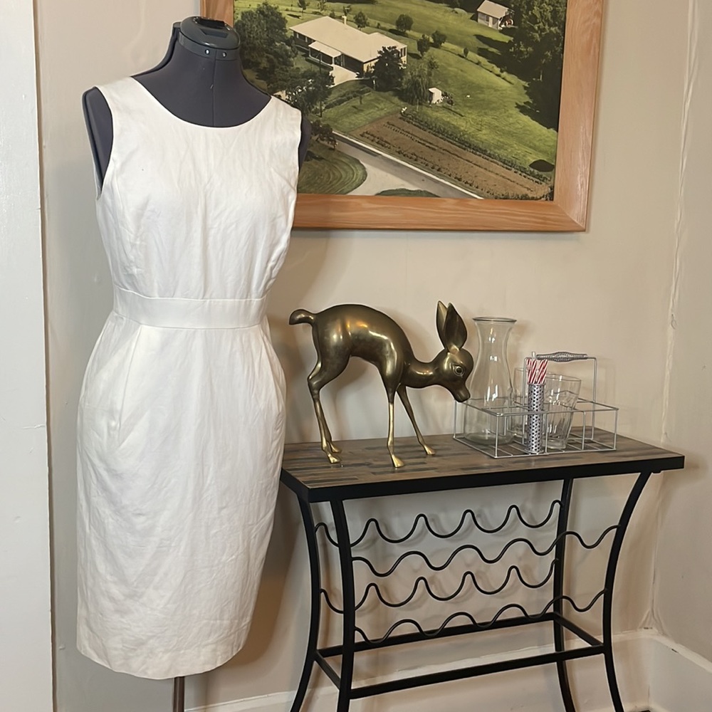 J. Crew White Sleeveless Mini Sheath Dress